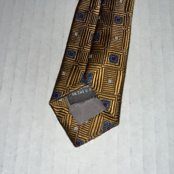 Hickey Freeman Men's Tie Gold Print - Picture 4 of 5
